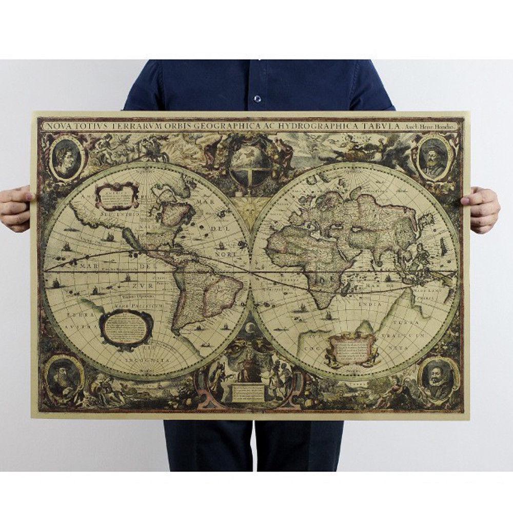 Star Map Poster - Retro mapa świata morska mapa oceanu